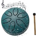Tambour de pluie pour jardin, tambour chakra, 7,6 cm, tambour à langue en acier à 6 tons, tambour de pluie imperméable, cloche de pluie, tambour chakra en acier (vert)