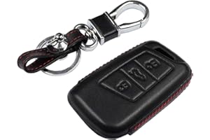 M.JVisun Llave del Coche Real Cuero Funda Protectora Para Volkswagen Arteon Atlas Golf Alltrack Jetta Passat Para Tiguan Para Skoda Kodiaq Superb A7 Inteligente Llave - Cuero - Negro