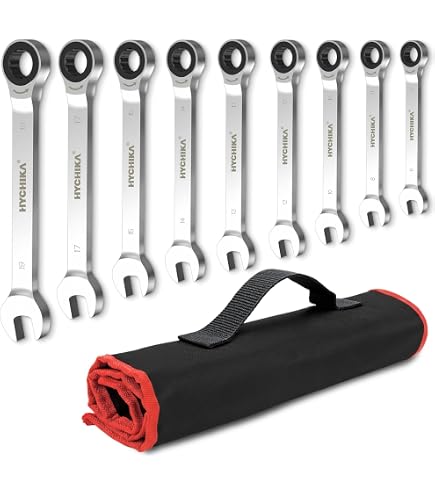KIT CHIAVI COMBINATE FISSE E A CRICCHETTO TESTA SNODABILE HELVED DA 6PZ
