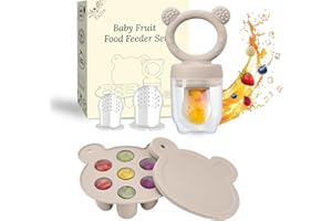 Zufio Grignoteuse bébé - sans BPA Tetine grignoteuse bébé 4M+ moule à glace au lait maternel conservation lait maternel - alimentateur de fruits en silicone (Gray)