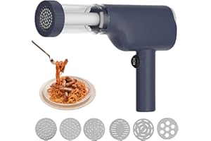 KAMANAN 40W Cordless Noodle Machine,Handheld Electric Pasta Maker,Electric Pasta Maker,Portable Automatic Pasta Maker Machine,Spaghetti Maker Machine with 6 Pasta Discs and Measuring Cup(Blue)