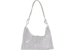 CORIOS Borsetta da Sera Donna Strass Pochette Borsa Scintillante Borsa a Tracolla Elegante Borsa a Mano Borsa a Spalla Glitterata Clutch per Cocktail Festa Ballo Cerimonia Argento