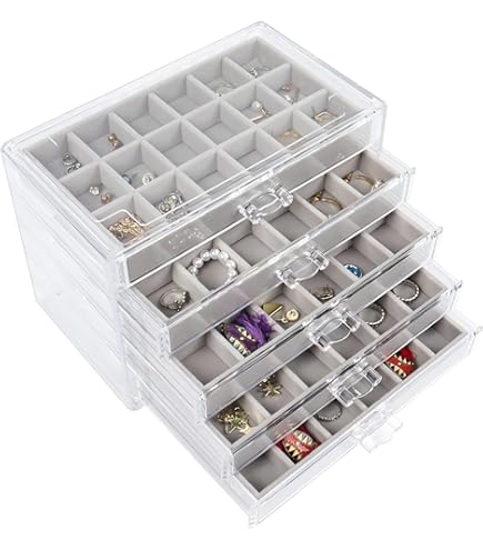 Extra grote acryl sieradendoos voor vrouwen, 5 lagen, transparante Extra grote acryl sieradendoos voor vrouwen, 5 lagen, transparante