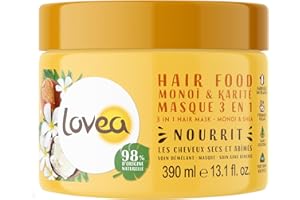 LOVEA - Hair Food - Masque 3 En 1 - Monoï & Karité - Nourrit, Répare & Démêle - Cheveux Secs Et Abimés - 98% D'Origine Naturelle - Sans Silicone - Vegan - Fabriqué En France - 390 ml