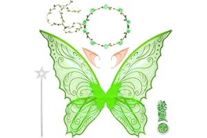 Sunshine smile Feenflügel Erwachsene,Fee Stirnband and Sterne Feenstäbe,Elfenöhren,Glitzer Set Damen,Schmetterlingsflügel Damen,Flügel Kostüm für Fasching Halloween oder Feen-Mottopartys