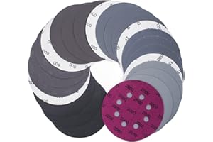 HOSSOM 60 unidades Discos de Lijado 125mm 8 Agujeros Discos Abrasivos Papel de Vidrio Secado al Agua Almohadillas de Lijadora Orbital Hojas de Papel Abrasivo para Metal Madera, Grano