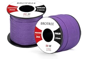 Brotree Paracorde 2mm 30M Corde 100% Nylon 3 Brins Type I pour Extérieur, Artisanat, Bricolage - 90 kg Charge de Rupture (Violet)