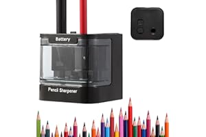 ELALOVE Elektrischer Spitzer, Doppelloch Automatischer Anspitzer für 6-8mm und 9-12mm, Batterie-/USB-betrieben, für Bleistifte, Buntstifte und Wachsmalstifte (Schwarz)