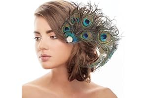 CAPANEUS Pfau Kopfschmuck Haarspange,Pfau Haarschmuck,Feder Haarschmuck mit Strassbesatz,Pfauenfeder Haarreif,Karneval Kopfschmuck Damen,Pfau Kostüm für Carnival, Fancy Dress,Themenparty
