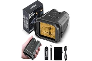 Binocolo Visione Notturna Mini ZIMOCE, Infrarossi Visore Notturno 850nm IR LED e 4X Digitale Zoom, 7-LIVELLI Infrarossi Vista, Ricaricabile 2500mAh, Scheda 32GB per la Caccia Osservazione