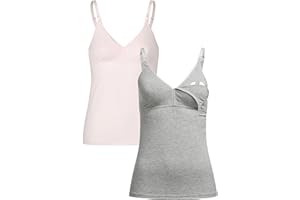 Herzmutter Camiseta Lactancia - Algodón - Top de Lactancia Materna - Ropa Mujeres Lactantes - Bustier Integrado - Set de 1 y 2-5400