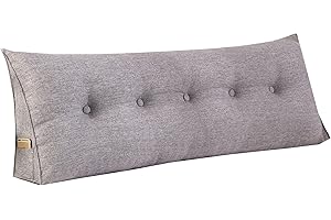 RAKTOV Schlichtes dreieckiges Lesekissen, großes Rückenlehnenkissen für Bett, Sofa, Tatami, Tagesbettkissen, Keil-Kopfteil-Kissen mit abnehmbarem Bezug, 100 x 50 x 20 cm, Hellgrau