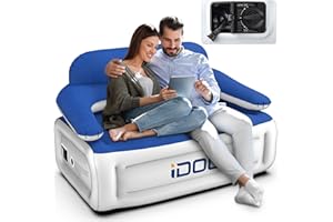 Nadmuchiwana sofa IDOO z oparciem, nadmuchiwane krzesło kempingowe z wbudowaną pompą, przenośna 3-osobowa dmuchana sofa na imprezę plenerową, nadmuchiwana kanapa powietrzna dla dorosłych dzieci