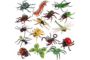 JOKFEICE Insekter leksaksfigurer – 16 stora realistiska insekter som trollslända, spindel, mygga – pedagogisk leksak för barn, födelsedagspresent, tårtdekoration