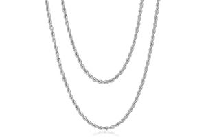 AFSTALR Collar de Cuerda Torcida Cadena Plata/Dorado/Negro Hombre Acero Inoxidable Cuerda Chain Eslabones 2/2.5/3/4mm Joyería Regalo para Hombres Mujeres 45/50/55/60/70cm