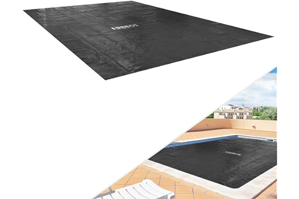 Arebos Bâche Solaire de Piscine Rectangulaire 5,49 x 2,74 m Noir | Épaisseur 120 µm | Bâche Thermique Chauffante pour Chauffer l’Eau