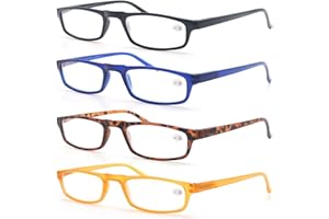 MODFANS Okulary do czytania, 4-pak z pokrowcem, wygląd vintage, wygoda, zawiasy sprężynowe, okulary do czytania, dla mężczyzn i kobiet