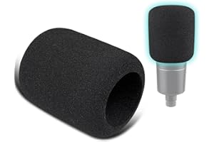 SOULWIT 2Pcs Microphones Pop Filter for Audio-Technica ATH AT2020/AT2050/AT4040 Cardioid Condenser, Protective Mic Cover Windscreen Foam - Black