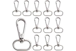LECTNORE 12 pezzi Moschettoni girevoli Portachiavi Clip Cordino Moschettoni Portachiavi Clip Girevole Artiglio Chiusura Portachiavi in metallo Chiave per Catene di cuccioli, Borse, Portachiavi (Argento)