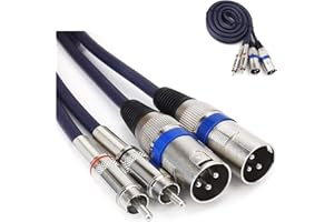 HTRUIYATY 2×XLR Männlich Kable Auf 2×Cinch Kabel RCA kable, Hochwertiger XLR-Stecker, XLR Mikrofon XLR Patchkabel Leistungsverstärker 1 m