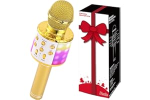 Fede Microphone for Kids Adults, Wireless Bluetooth Microphone with Flashing Colorful LED Lights Portable Speaker Karaoke Machine, Home KTV Player Support Android & iOS Devices for Party Singing