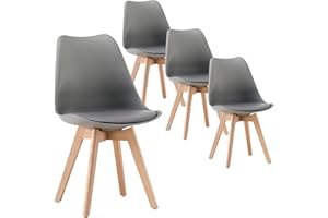 Deuline Esszimmerstühle Esszimmerstuhl 28mm stärke Massivholzbeine Polsterstuhl Stühle Oslo 4er-Set GRAU 521246