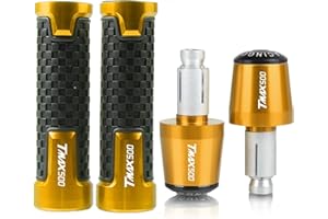 LARIAU TMAX T MAX 500 Moto CNC T-MAX Accessori Manubrio Manopole End Per YAMAHA TMAX500 2001 2002 2003 2004 2005 2006 2007 Manubrio (Color : Gold gold)