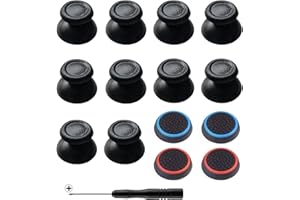 JUHONNZ Pulgares de Repuesto Joystick,10 PCS Analógico Controlador de Joystick y 4 PCS Tapa de Joystick para Controladores (con Destornillador) para PS3 PS2 Controladores de Juego