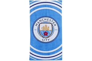 JJN MCFC Giant Manchester City Football Crest Beach Towel (100% Cotton & 70cm x 140cm)
