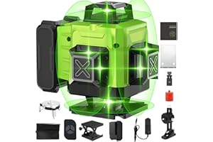 HOUSIWILL Laser Level, 4 x 360° 16 Lines Green Laser Level Self Leveling, Horizontal & Vertical Cross Line Laser Spirit Level for Indoor Outdoor, with 1 Battery, Remote Controller, Charger and so on