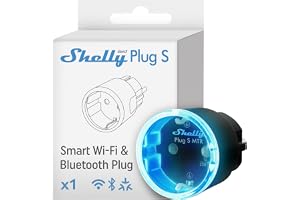 Shelly Plug S Gen3 Svart – Wi-Fi Matter Smart Uttag med Strömförbrukning, 12 A (2500 W), Typ F, Fjärrkontroll, Timer och Röststyrning, Kompatibel med Apple HomeKit, Alexa, Google Home, SmartThings