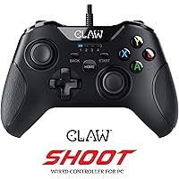 CLAW Shoot Wired USB Gamepad Controller for PC Supports Windows XP/7/8/10 with Rubberized Textured Grip and Dual Vibration Motors