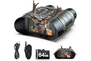 HOTPEAK Night Vision Goggles, 112MP 4K Night Vision Binoculars with 12x Zoom & 5000mAh Battery, Includes 64GB Card, Infrared Vision, 400m Range, Perfect for Hunting, Camping & Security