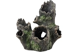 Duokon Acuario Driftwood Decoración Artificial Resina Tronco de árbol para el Tanque de Peces Camarón Nido Lanzadera Visor Hippie Refugio(ST-004A)