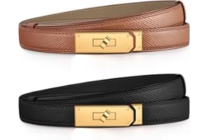 Chritice 2 Stück Schmaler Gürtel Damen Ledergürtel Gürtel, Solide Farbe Klassisch Legierung Twist Lock Taillengürtel Damen-gürtel für Jeans, Kleid, Geschenke für Frauen, Breite 1.8CM, Länge 53-92CM