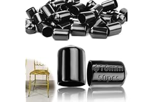 TXXATX 50 Rubber End Caps - 16mm/0.63 in PVC Round Tube Wire Caps - Black - Bottle & Pipe Protection - Chair Leg Caps