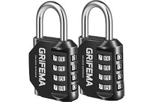GRIFEMA GA1001 - Safety padlocks, 4 digits, 2 pieces, long shackle [Exclusive in Amazon]