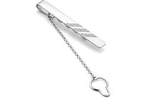 STERLL Uomo Clip di Legame Argento 925 tre Strisce Custodia per Gioielli Regali Uomini