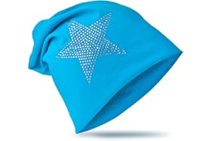 Miobo Berretto Slouchy per Bambini, Cotone, Stella con Strass