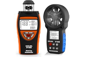 SURLABA Outdoor Digital Anemometer Set of 2, Wind Speed Meter (XF-866B) + Wind Cup Anemometer (XF-8806) Measures MAX/MIN/AVG Wind Velocity & Temperature, Air Velocity Tester for RC Drones, Sailing, Shooting
