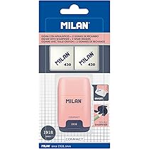 Gomme Et Taille-crayon Double MILAN Compact Série 1918 - Bleu, 2 Gommes De Rechange, Lame En Acier Sûre