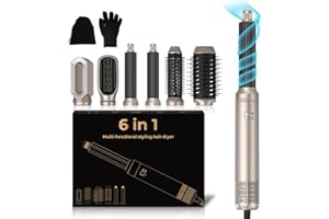 UKLISS Pro Airstyler 6 in 1 - Spazzola Asciugacapelli con 1000 W Asciugacapelli, Spazzola Soffiante, Airflow Ricci per Capelli, Spazzola ad Aria Calda, Spazzola Lisciante (Argento Oro)