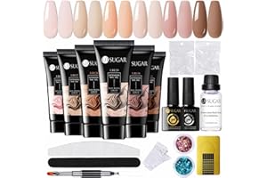 ‎UR SUGAR UR SUGAR Poly Gel Nägel Set, Nagelverlängerung Builder Kit 6 Farben Polygel Farben Tube mit Base Top Coat Slip Lösung Nude Kaffee Extension Maniküre Set DIY at Home