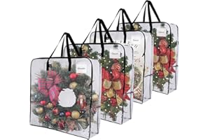 VENO 4 Pack Oversize Wreath Decor Garland Storage Bag,Heavy Duty Folding Bike Storage Bag, Moving Boxes for Clothes,Duvet and Wreath Decor Garland Organizer (4 Pack)