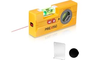 PREXISO Niveau à Bulle Laser 2-en-1, Mini Niveau Torpille avec LED, Niveau de Poche Magnétique et Rotatif, Laser 10 m pour Cadres, Marquage Mural, Peinture, Rénovation et Décoration Maison