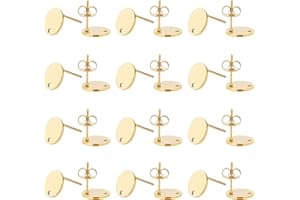 UNICRAFTALE Hipoalergénicos Pendientes Redondos Planos Pendientes de Acero Inoxidable Pendiente de 0 8 mm Componente de Pendiente de Revestimiento Al Vacío