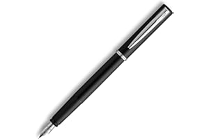 Waterman Graduate Allure pluma estilográfica, lacado negro, plumín mediano, tinta azul, estuche de regalo