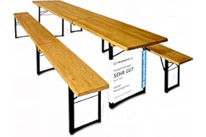 Casaria® Set Mobili da Birreria 220 cm Pieghevole 3 pezzi 2x Panca da Sagra 1x tavolo XL Salottino Outdoor per 10 Persone