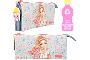 ‎DEPESCHE Depesche 12386 TOPModel Cutie Star-Fächerschlamper mit Model-Motiv und Buntem Sterne-Muster, Federmäppchen mit 3 Reißverschluss-Fächern und Anhänger