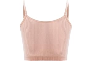 Sywiyi Kids Girls Spaghetti Straps Crop Tank Top Solid Color Camisole Underwear Ribbed Bra Vest Bralette Sportwear
